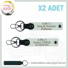 Biker Stiline Uygun, Isim Plaka ve A - Kan Grubu Yazılı, Hediye Deri X2 Anahtarlık Seti, Beyaz-Laci