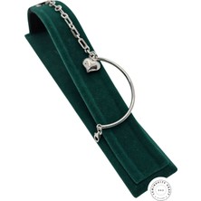 925 Ayar Gümüş Özel Tasarım Bileklik Yarı Zincir Kalp ve Halka & Oval