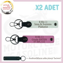 Yol Tutkunları, Isim Plaka ve B Rh (-) Kan Grubu, Kişiye Özel 2'li Anahtarlık Seti, Beyaz-Pembe-Laci