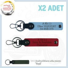Biker Stiline Özel, Isim Plaka ve A- Kan Grubu Yazılı Anlamlı Motor X2 Anahtarlık, Kırmızı-Mavi-Ysl