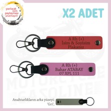 Yol Sürücülerine Özel Anı Hediye Isim Plaka, A Rh (+) Kan Grubu X2 Anahtarlık, Nar Çiçeği-Pembe-Gr