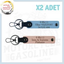 Yavruağzı-Gök Mavi, Asfalt Şampiyonlarına Özel, Isim Plaka ve 0 (-) Kan Grubu Yazılı 2'li Anahtarlık