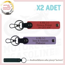 Motosiklet Maceracılarına, Isim Plaka ve A Rh (+) Kan Grubu 2'li Anahtarlık Set, Nar Çiçeği-Mor-Laci