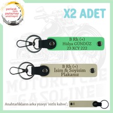 Motorcu Tarzı Plakalı & Isimli Deri X2' Li Anahtarlık,  B Rh (+) Kan Grubu Ile, S Kahve-F Yeşil-Sk