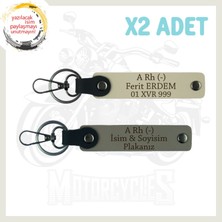 Kül Gri-S Kahve, Şöföre Özel, Isim Plaka ve A Rh (-) Kan Grubu Yazılı Özel Tasarım 2'li Anahtarlık