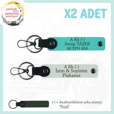 Motor Gruplarına Isim Plaka ve A Rh (-) Yazılı Özel Tasarım X2 Anahtarlık Hediye , Beyaz-Turkuaz-Ysl