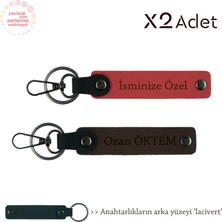 Kurumsal Çalışanlara Yılbaşı Hediyesi, Isim & Soyisimli 2’li Anahtarlık, Nar Çiçeği-K Kahve-Lacivert