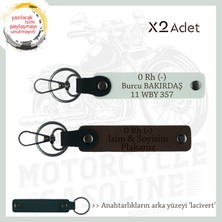 Motor Tutkunlarına, Isim Plaka ve 0 Rh - Kan Grubu Yazılı Kişisel X2 Anahtarlık, K Kahve-Beyaz-Laci