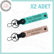 Yavruağzı-Turkuaz, Plakam ve Adım 2'li Anahtarlıkta! Motorculara Özel Kişisel Hediye Plaka Yazılı