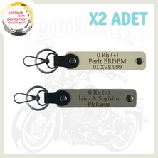 Kül Gri-S Kahve, Şöföre Özel, Isim Plaka ve 0 Rh (+) Kan Grubu Yazılı Özel Tasarım 2'li Anahtarlık