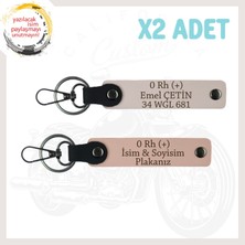 Yavruağzı-Pudra, Hız Severlere Özel, Isim Plaka ve 0 Rh (+) Kan Grubu Yazılı 2'li Anahtarlık Set