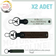Motor Tutkunlarına, Isim Plaka ve B Rh + Kan Grubu Yazılı Kişisel X2 Anahtarlık, K Kahve-Beyaz-Ysl