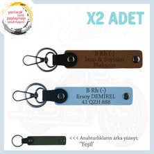 Güvenli Sürüş Için, Isim Plaka ve B Rh (-) Kan Grubu Yazılı Motorcu Anahtarlığı 2'li, Kahve-Mavi-Ysl