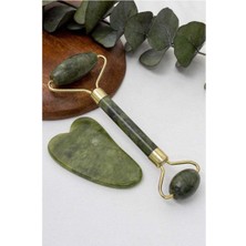 Teknotrust Yeşil Jade Roller ve Gua Sha Taşı Seti, Cilt Bakımına Doğal Şıklık Katın