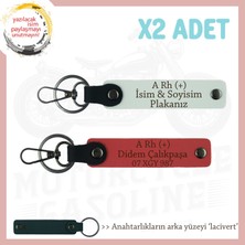 Hız Severlere Özel, Isim Plaka ve A Rh (+) Kan Grubu Yazılı X2 Anahtarlık Set, Nar Çiçeği-Beyaz-Laci