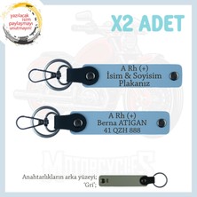Yol Arkadaşlarına, Isim Plaka ve A Rh + Kan Grubu Yazılı Acil Durum 2'li Anahtarlık Takımı, Mavi-Gr