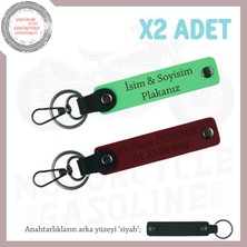 Kendi Tarzını Yansıt – Kişisel Deri Anahtarlık Seti Isim ve Plaka Yazılı, Fıstık Yeşil-Bordo-Syh