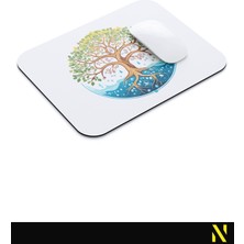 Nilizma Hayat Ağacı Desenli Ergonomik Mouse Pad - 23 x 19 cm - Kaymaz Taban Ev Ve Ofis Kullanımı Fare Altlığı Mousepad