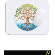 Nilizma Hayat Ağacı Desenli Ergonomik Mouse Pad - 23 x 19 cm - Kaymaz Taban Ev Ve Ofis Kullanımı Fare Altlığı Mousepad