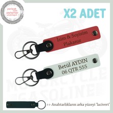 Kuryeler ve Sürücüler Için Deri Ikili Anahtarlık Kişiselleştirilebilir Hediye, Nar Çiçeği-Beyaz-Laci