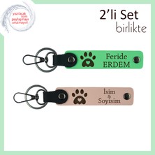 Sevimli ve Anlamlı Armağan, Evcil Hayvan Temalı Kalpli Pati Anahtarlık Takımı, F Yeşil-Yavru Ağzı