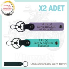 Motosiklet Aşıkları, Isim Plaka ve A Rh (+) Kan Grubu Acil Durum X2' Li Anahtarlık, Mor-Turkuaz-Laci