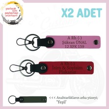 Motosiklet Aşıkları Için, Isim Plaka ve A Rh (-) Kan Grubu Yazılı 2'li Anahtarlık, Kırmızı-Pembe-Ysl