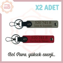 Kül Gri-Kırmızı, Size Özel Tasarım, Sevdiklerinize Hediye 520 741 8 Enerji Kodlu 2'li Anahtarlık Set