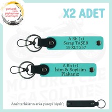 Motor Plakan ve Ismin Anahtarlığında! Isim Plaka ve A Rh (+) Kan Grubu 2'li Anahtarlık, Turkuaz-Syh