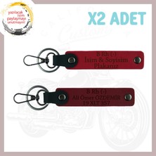 Kırmızı-F Yeşil, Motor Tutkunlarına, Isim Plaka ve B Rh (-) Kan Grubu Yazılı Özel 2'li Anahtarlık