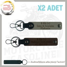 Yol Tutkunlarına, Isim Plaka ve B Rh (+) Kan Grubu Kişiselleşmiş X2 Anahtarlık, Kül Gri-K Kahve-Laci