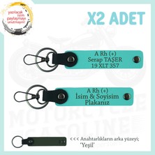 Motor Plakan ve Ismin Anahtarlığında! Isim Plaka ve A Rh (+) Kan Grubu  2'li Anahtarlık, Turkuaz-Ysl