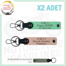 Miawiki Motor Severlere Özel Isim Plaka, A- Kan Grubu Yazılı Özel Tasarım X2 Anahtarlık, Yavruağzı-Yeşil-Gr