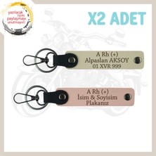 Miawiki Y. Ağzı-S. Kahve, Motosiklet Severler Için Isim Plaka ve Kan Grubu Yazılı Acil Durum 2'li Anahtarlık