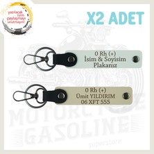 Miawiki Beyaz-Sütlü Kahve, Motosikletçiye Isim Plaka ve 0 Rh (+) Kan Grubu Yazılı Acil Durum Anahtarlığı Set