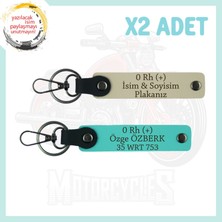 Miawiki Sütlü Kahve-Turkuaz, Motosiklet Aşıklarına Özel, Isim Plaka ve 0 + Kan Grubu Yazılı 2'li Anahtarlık