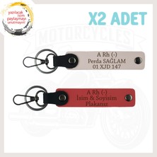 Miawiki Nar Çiçeği-Pudra, Motor Tutkunlarına Özel Isim Plaka ve A Rh (-) Yazılı Özel Üretim 2'li Anahtarlık