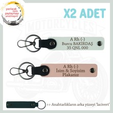 Miawiki Arkadaşa Isim Plaka ve A Rh (-) Kan Grubu Yazılı Kişiye Özel X2 Anahtarlık Set, Yavruağzı-Bordo-Laci