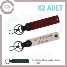 Miawiki Kurye ve Motorculara Uygun Isim ve Plaka Yazılı 2’li Deri Anahtarlık Hediye, Pudra-Bordo-Ysl