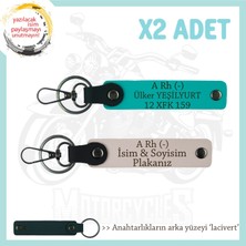 Miawiki Tek Teker, Isim Plaka ve A Rh (-) Kan Grubu Yazılı Kişiye Özel X2 Anahtarlık, Pudra-K Turkuaz-Laci