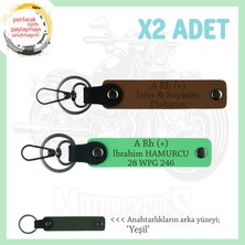 Miawiki Bikerlar Için, Isim Plaka ve A Rh (+) Kan Grubu, Özel Tasarım X2 Anahtarlık Set, Kahve-F Yeşil-Ysl