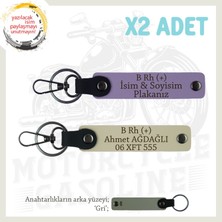 Miawiki Motorcu Dostlara Özel, Isim Plaka, B Rh (+) Kan Grubu Yazılı Hediye X2 Anahtarlıklar, Mor-S Kahve-Gr