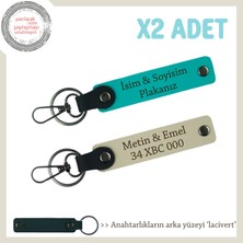 Miawiki Motor Seven Sevgiliye Çok Özel Hediye, Isim ve Plaka Yazılı X2 Anahtarlık, Koyu Turkuaz-S Kahve-Laci