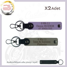 Miawiki Hız Severlere, Isim Plaka ve 0 Rh - Kan Grubu Yazılı X2 Anahtarlık, Özel Hediyelik, Kül Gri-Mor-Syh