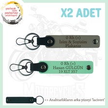 Miawiki Hız Aşıkları Için Isim Plaka, 0 Rh (+) Kan Grubu Yazılı Hediyelik X2 Anahtarlık, Kül Gri-Yeşil-Laci