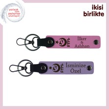 Miawiki Ömürlük Hatıra – Ayyıldız Kurt Göktürk, Kişiselleştirilebilir Deri Anahtarlık Seti, Pembe-Mor