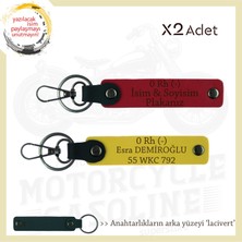 Miawiki Motor Severlere, Isim Plaka ve 0 Rh (-) Kan Grubu, Tasarım Hediye 2'li Anahtarlık, Kırmızı-Sarı-Laci