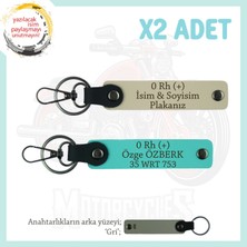 Miawiki Motosiklet Aşıkları Için Özel, Isim Plaka ve 0 + Kan Grubu Yazılı X2 Anahtarlık, S Kahve-Turkuaz-Gr