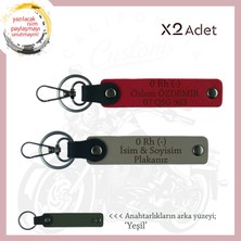 Miawiki Bikerlar Için Özel, Isim Plaka ve 0 Rh (-) Kan Grubu Yazılı 2'li Anahtarlık Set, Kül Gri-Kırmızı-Ysl