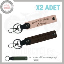 Miawiki Kuryelere Uygun, Isim ve Plakaya Özel Tasarım X2 Deri Anahtarlık Set, Hediye, Yavruağzı-K Kahve-Ysl